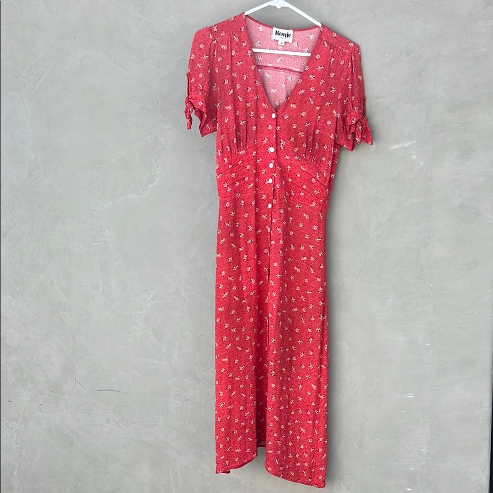 Rouje Red Floral Midi Dress